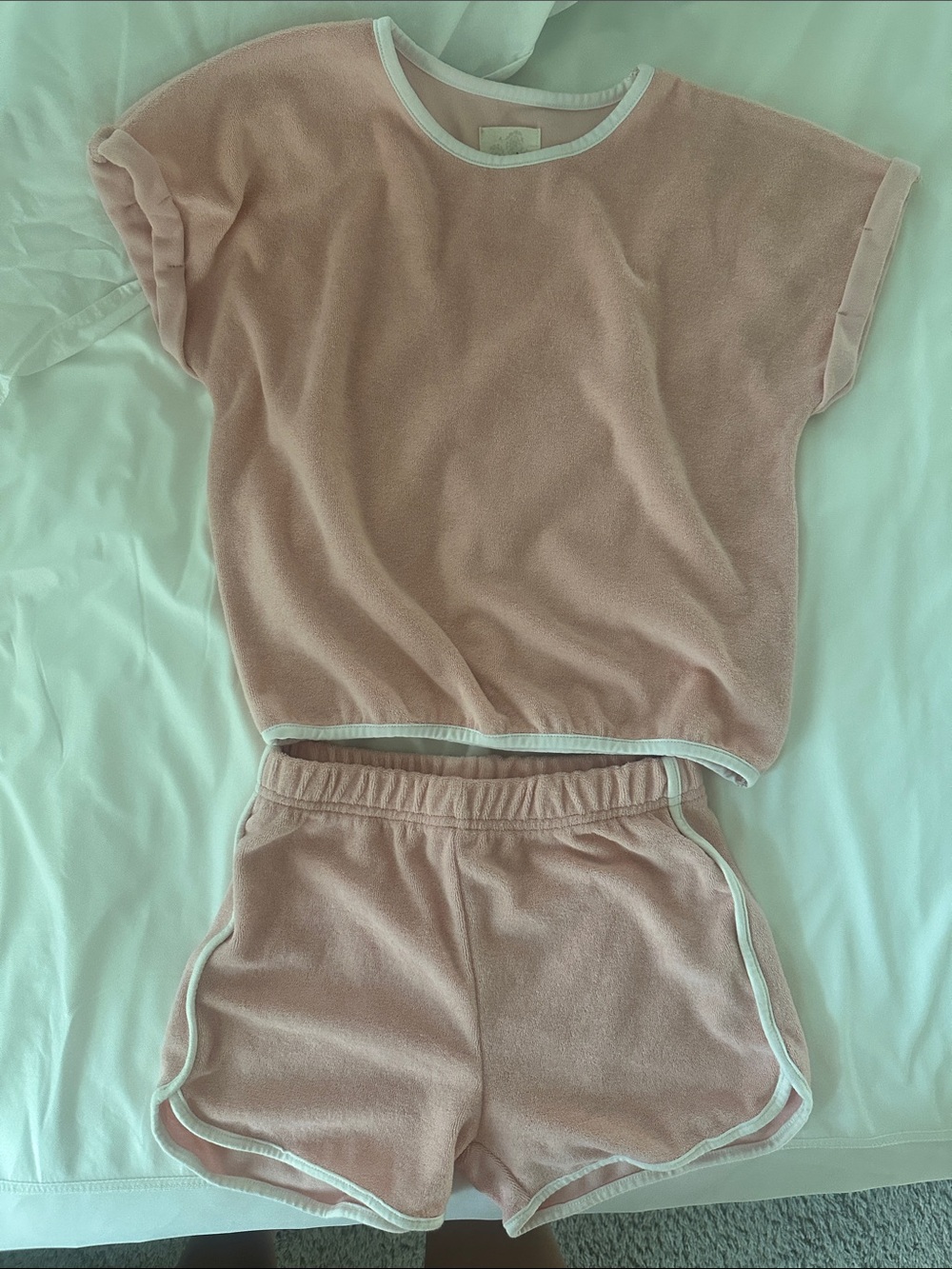 Girls Terry Two-Piece Lounge Set - Blush Pink